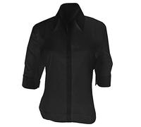 Kustom Kit Ladies Continental Blouse, Black, Fitted, Size 14 UK, Polyester/Cotton