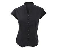Kustom Kit Ladies Continental Blouse Mandarin Collar Cap Sleeve (14 UK) (Black)