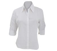 Kustom Kit Ladies Continental Blouse: Soft Collar, Concealed Placket, White, 22 UK
