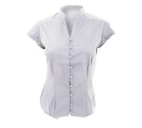 Kustom Kit Ladies Continental Blouse Mandarin Collar Cap Sleeve (16 UK) (White)