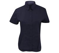 Kustom Kit Ladies Corporate Oxford Short Sleeve Shirt, Button Down, Midnight Navy, Size 12