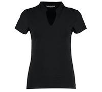Kustom Kit Ladies' Corporate Short Sleeve V-Neck Mandarin Collar Top, Black, 12-14. KK770