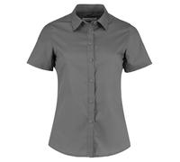 Kustom Kit Ladies Poplin Tailored Short Sleeve Shirt - Graphite, Size 10 UK