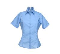 Kustom Kit Ladies Short Sleeve Poplin Shirt, Fitted Style, Light Blue, Size 8