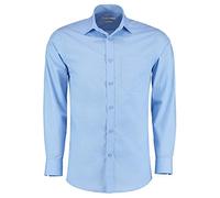 Kustom Kit Mens Long Sleeve Poplin Shirt with Adjustable Cuff Light Blue 17.5