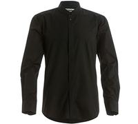 Kustom Kit Mens Mandarin Collar Fitted Long Sleeve Corporate Shirt (M) (Black)
