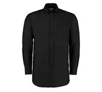 Kustom Kit Men's Men's Workwear Oxford Shirt (Long Sleeve) Regular Fit Plain Round Collar Long Sleeve Business Shirt, Black (Black Kk-Blk-H), 16.5