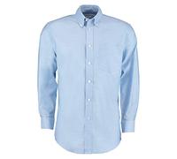 Kustom Kit Men's Men's Workwear Oxford Shirt (Long Sleeve) Regular Fit Plain Round Collar Long Sleeve Business Shirt, Blue (Light Blue Kk-LBL-H), 18.5