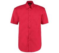 Kustom Kit Men's Oxford Short-Sleeved Formal Shirt in Red Kustom Kit Red One Size