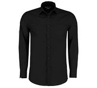 Kustom Kit Men's Men's Poplin Shirt (Long Sleeve) Business Shirt, Black (Blk Kk-Blk-), 53 (Manufacturer Size: 21)