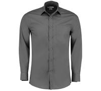 Kustom Kit Men's Poplin Tailored Long-Sleeved Formal Shirt in Dark Grey | Size: 22 inches Kustom Kit Dark Grey 22 inches