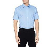 Kustom Kit Men's Short Sleeve Classic Fit Regular Fit|#3 Plain Banded Collar Long Sleeve Business Shirt, Blue (Light Blue), 15