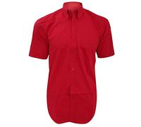 Kustom Kit Mens Short Sleeve Corporate Oxford Shirt (16.5inch) (Red)