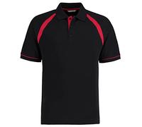 Kustom Kit Mens Short Sleeve Polo Shirts, Black/Bright Red, X-Large. KK615