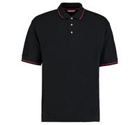Kustom Kit Mens Short Sleeve Polo Shirts, Black/Bright Red, X-Small. KK606
