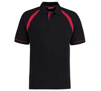 Kustom Kit Mens Short Sleeve Polo Shirts, Black/Bright Red, XX-Large. KK615