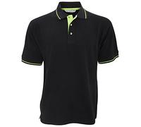 Kustom Kit Mens Short Sleeve Polo Shirts, Black/Lime, X-Large. KK606