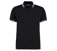Kustom Kit Mens Short Sleeve Polo Shirts, Black/White, Large. KK409