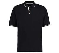 Kustom Kit Mens Short Sleeve Polo Shirts, Black/White, Large. KK606