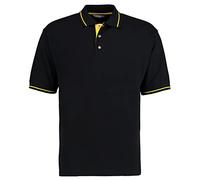 Kustom Kit Mens Short Sleeve Polo Shirts, Black/Yellow, Large. KK606