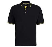 Kustom Kit Mens Short Sleeve Polo Shirts, Black/Yellow, Medium. KK606