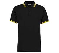 Kustom Kit Mens Short Sleeve Polo Shirts, Black/Yellow, X-Large. KK409