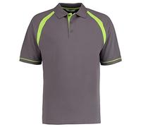 Kustom Kit Mens Short Sleeve Polo Shirts, Charcoal/Lime, X-Large. KK615