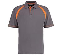 Kustom Kit Mens Short Sleeve Polo Shirts, Charcoal/Orange, Large. KK615