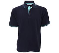 Kustom Kit Mens Short Sleeve Polo Shirts, Navy/Light Blue, Large. KK606