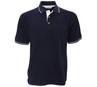 Kustom Kit Mens Short Sleeve Polo Shirts, Navy/White, Large. KK606