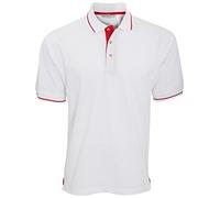 Kustom Kit Mens Short Sleeve Polo Shirts, White/Bright Red, X-Large. KK606