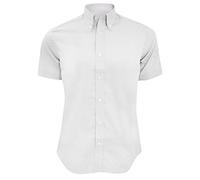Kustom Kit Mens Short Sleeve Tailored Fit Premium Oxford Shirt (15.5inch) (White)