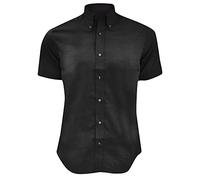 Kustom Kit Mens Short Sleeve Tailored Fit Premium Oxford Shirt (17inch) (Black)