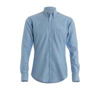 Kustom Kit Men's Slim Fit Long Sleeved Oxford Work Shirt in Light Blue Kustom Kit Light Blue One Size