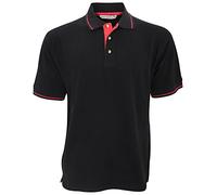 Kustom Kit Mens St. Mellion Mens Short Sleeve Polo Shirt (S) (Black/Bright Red)