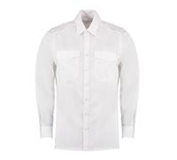 Kustom Kit Men's Tailored Fit Long Sleeved Pilot Shirt with Pen Holder