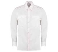 Kustom Kit Men's Tailored Long-Sleeved Pilot Shirt in White | Size: 18.5 in Kustom Kit White 18.5 in