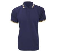 Kustom Kit Men's Tipped Piqué Short Sleeve Polo Shirt in Dark Navy | Size: Medium Kustom Kit Dark Navy M