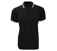Kustom Kit Men's Tipped Piqué Short Sleeve Polo Shirt in Jet Black | Size: Large Kustom Kit Jet Black L