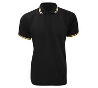 Kustom Kit Men's Tipped Piqué Short Sleeve Polo Shirt in True Black | Size: Large Kustom Kit True Black L