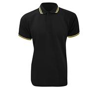 Kustom Kit Mens Tipped Piqué Short Sleeve Polo Shirt (L) (Black/Sun Yellow)