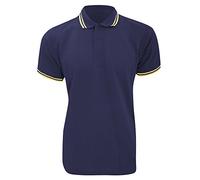 Kustom Kit Mens Tipped Piqué Short Sleeve Polo Shirt (XL) (Navy/Sun Yellow)