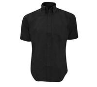 Kustom Kit Mens Workwear Oxford Short Sleeve Shirt (17inch) (Black)