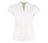 Kustom Kit New Womens Continental Blouse Mandarin Collar Cap Sleeve White Size 8
