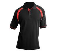 Kustom Kit Oak Hill Mens Short Sleeve Polo Shirt (M) (Black/Bright Red)
