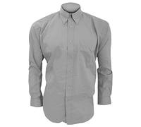 Kustom Kit Oxford Shirt - Mens Long Sleeve, Button Down, Silver Grey, 19.5inch