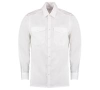 Kustom Kit Shirt Long Sleeved Pilot Style Epaulettes Tailored Fit Button Pocket
