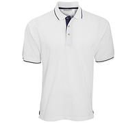 Kustom Kit St. Mellion Mens Polo Shirt - Slanted Placket, White/Navy, Size M