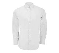 Kustom Kit Tailored Fit Oxford L/S Shirt, White, 13.5". KK188