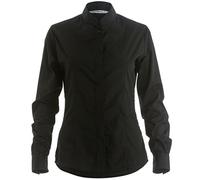 Kustom Kit Women's Black Mandarin Collar Fitted Long Sleeve Easy Iron Shirt Size 16